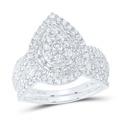 1CTW-DIA CN PEAR SINGLE HALO BRIDAL SET
