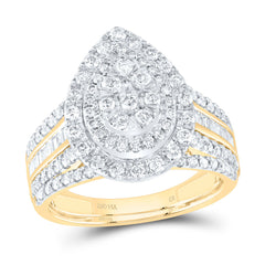 1CTW-DIA CN PEAR DOUBLE HALO BRIDAL SET