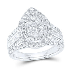 1CTW-DIA CN PEAR DOUBLE HALO BRIDAL SET