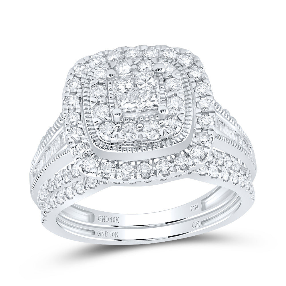 1CTW-DIA CN CUSHION DOUBLE HALO BRIDAL SET