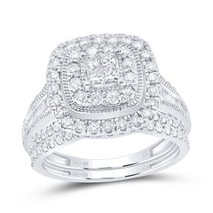 1CTW-DIA CN CUSHION DOUBLE HALO BRIDAL SET
