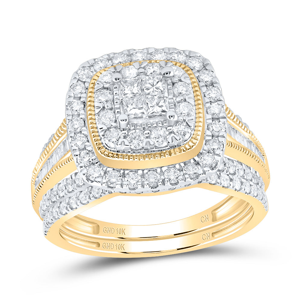 1CTW-DIA CN CUSHION DOUBLE HALO BRIDAL SET