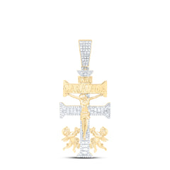 1 1/4CTW-DIA NK LA CRUZ DE CARAVACA PLATA CROSS MENS CHARM