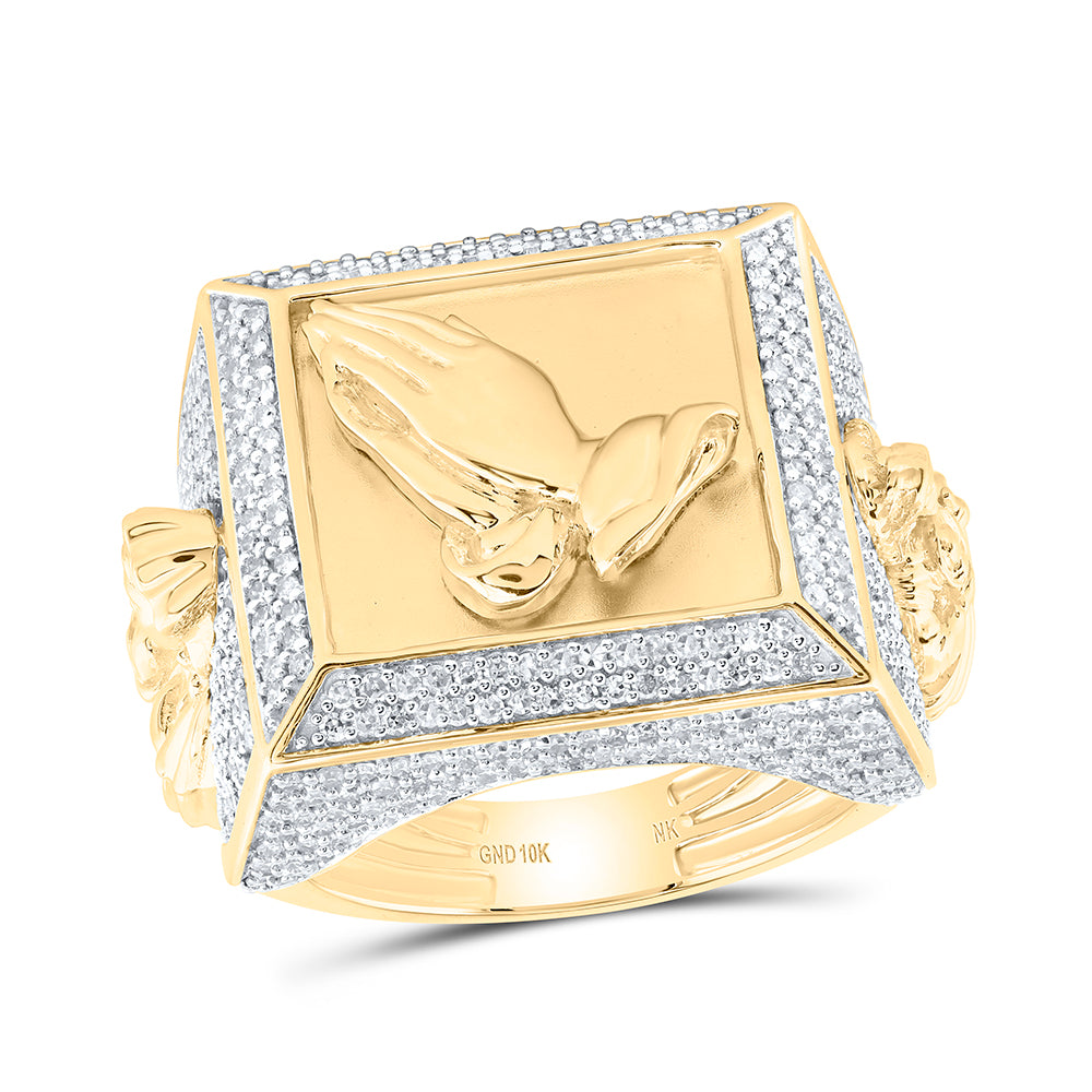 2CTW-DIA NK SCAPULAR PRAYER MENS RING
