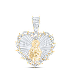 3/4CTW-DIA NK ST JUDE HEART MENS CHARM