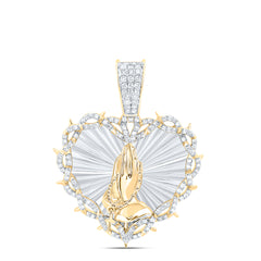 3/4CTW-DIA NK PRAYING HAND HEART MENS CHARM