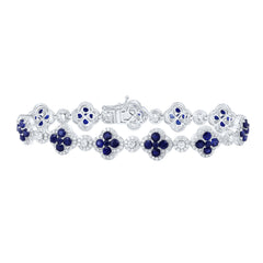14K White Gold 3 CTW-Natural Diamond 7 CTWrd-Bs Natural Gemstone Clover Bracelet (7 Inch ) 17.65 Gram