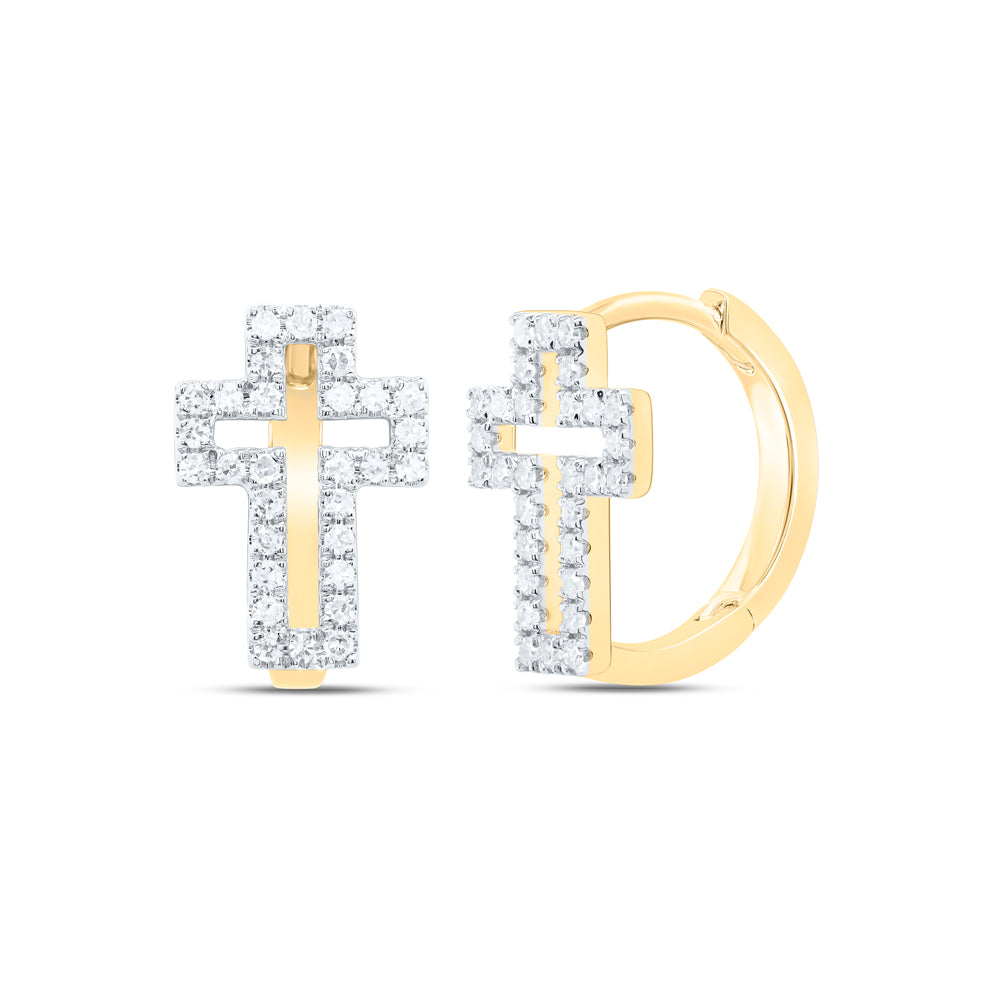 1/3CTW-DIA CN FASHION CROSS HUGGIES HOOP EARRING