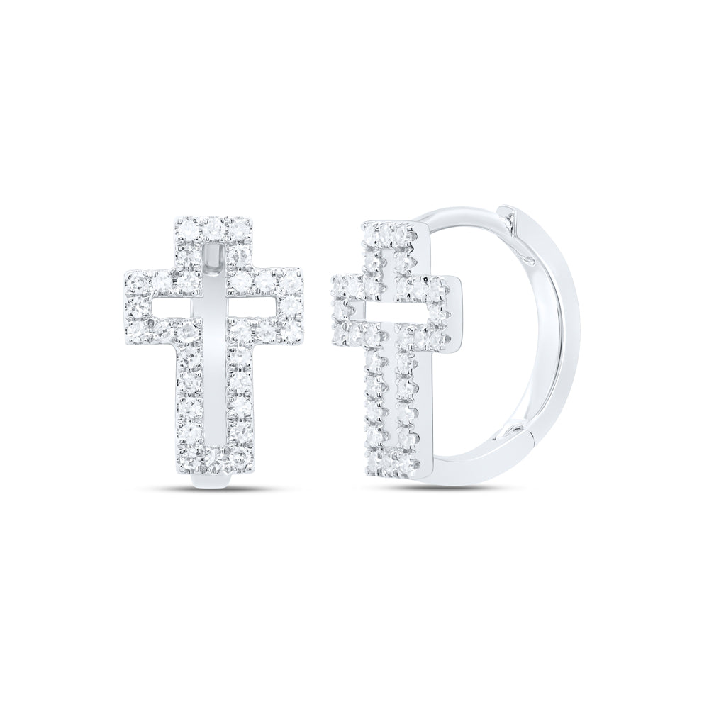 1/3CTW-DIA CN FASHION CROSS HUGGIES HOOP EARRING