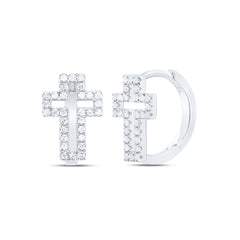 1/3CTW-DIA CN FASHION CROSS HUGGIES HOOP EARRING