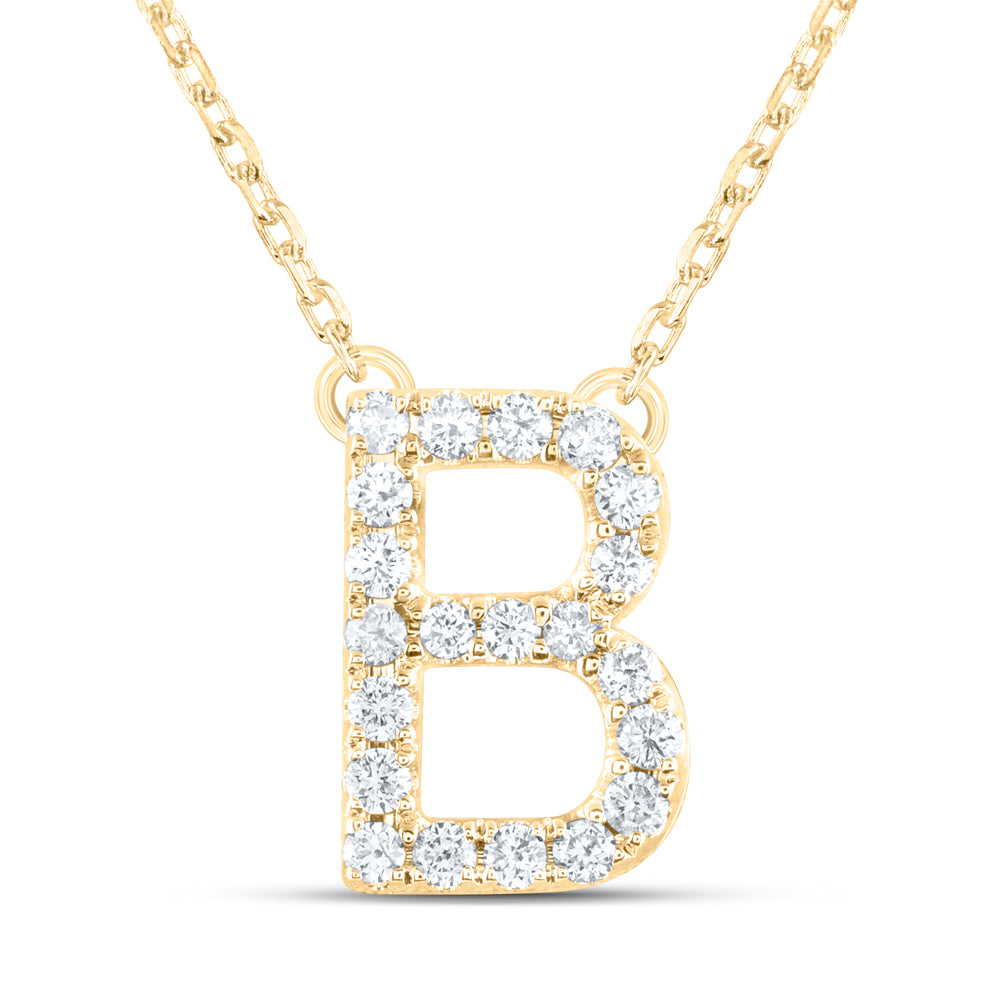 14K Yellow Gold 1/4 CTW-Natural Diamond Initial "B" Fashion Necklace (16 Inch ) 2.52 Gram