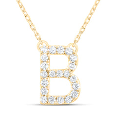 14K Yellow Gold 1/4 CTW-Natural Diamond Initial "B" Fashion Necklace (16 Inch ) 2.52 Gram