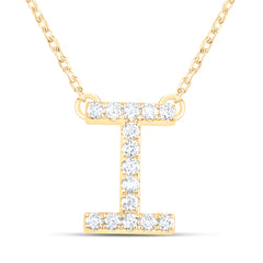14K Yellow Gold 1/5 CTW-Natural Diamond Initial "I" Fashion Necklace (16 Inch ) 2.28 Gram