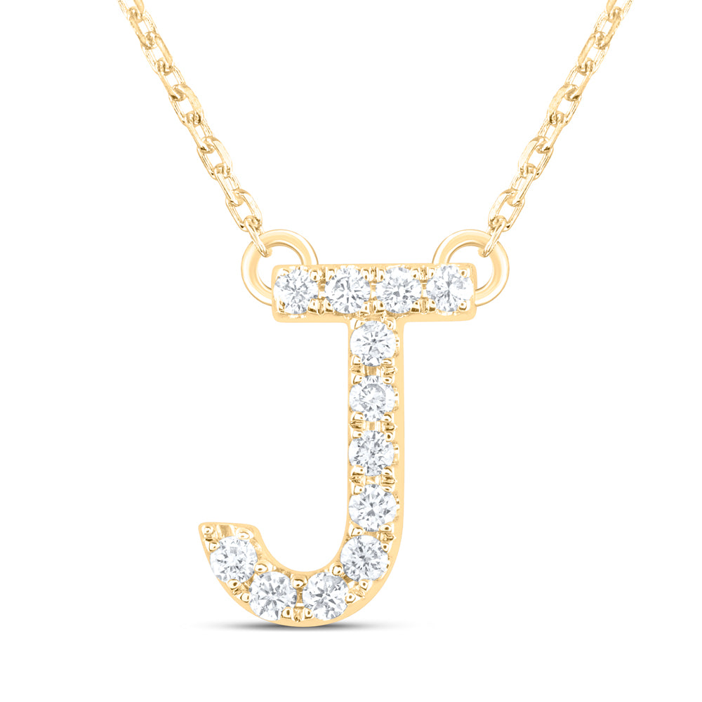 14K Yellow Gold 1/8 CTW-Natural Diamond Initial "J" Fashion Necklace (16 Inch ) 2.16 Gram