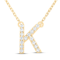14K Yellow Gold 1/5 CTW-Natural Diamond Initial "K" Fashion Necklace (16 Inch ) 2.4 Gram