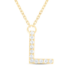 14K Yellow Gold 1/8 CTW-Natural Diamond Initial "L" Fashion Necklace (16 Inch ) 2.11 Gram