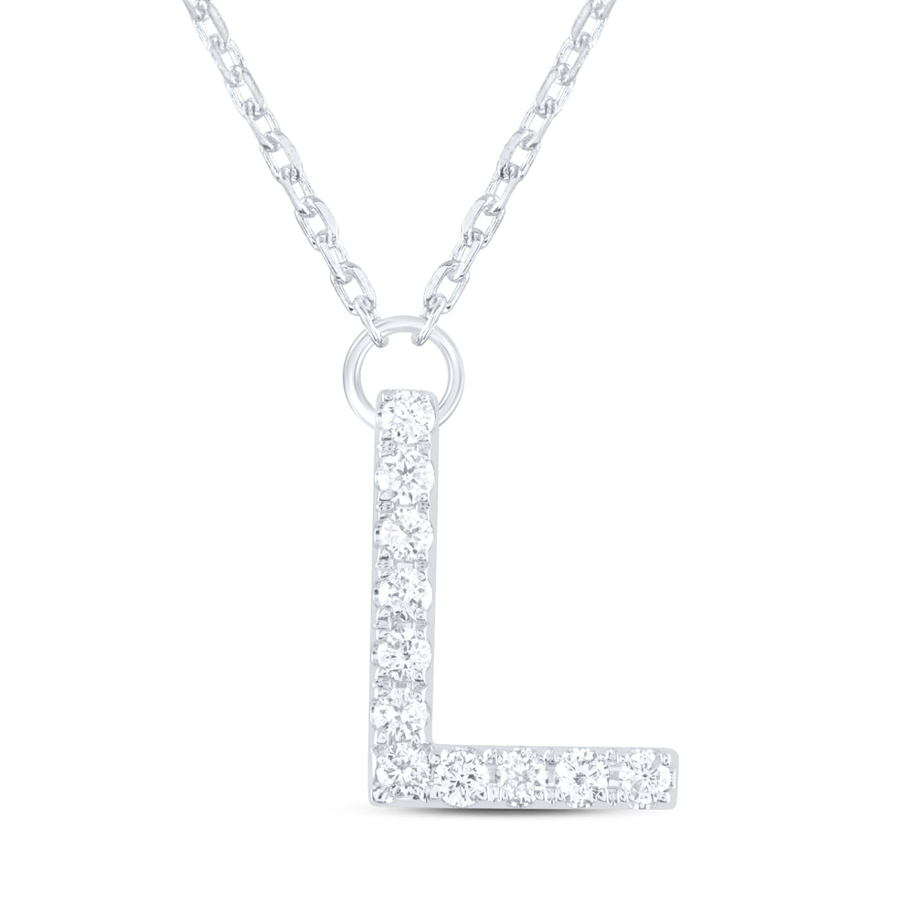 1/8CTW-DIA ANA M INITIAL "L" FASHION NECKLACE (16 INCH)