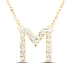 1/4CTW-DIA ANA M INITIAL "M" FASHION NECKLACE (16 INCH)