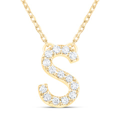 14K Yellow Gold 1/6 CTW-Natural Diamond Initial "S" Fashion Necklace (16 Inch ) 2.33 Gram