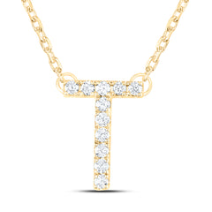 1/8CTW-DIA ANA M INITIAL "T" FASHION NECKLACE (16 INCH)