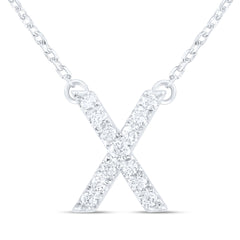 1/6CTW-DIA ANA M INITIAL "X" FASHION NECKLACE (16 INCH)