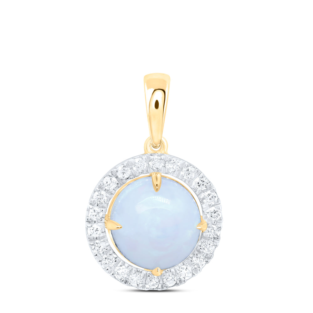 1/5CTW-DIA CN 8MM-OPAL NAT GEM ROUND PENDANT