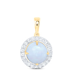 1/5CTW-DIA CN 8MM-OPAL NAT GEM ROUND PENDANT
