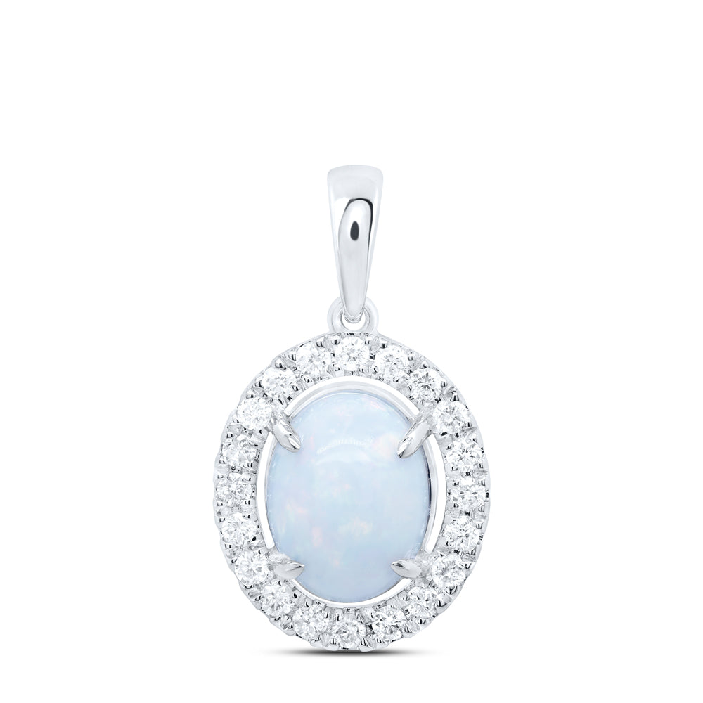 1/4CTW-DIA CN 9X7MM-OPAL NAT GEM OVAL PENDANT