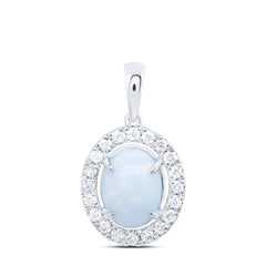 1/4CTW-DIA CN 9X7MM-OPAL NAT GEM OVAL PENDANT