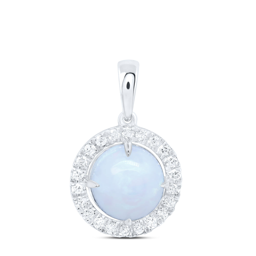 1/5CTW-DIA CN 8MM-OPAL NAT GEM ROUND PENDANT