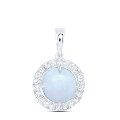 1/5CTW-DIA CN 8MM-OPAL NAT GEM ROUND PENDANT