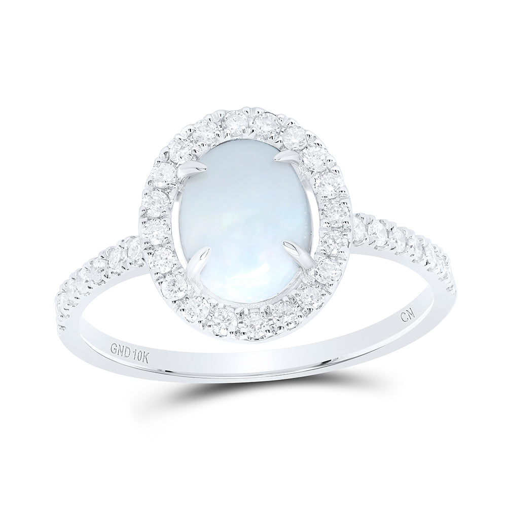 1/3CTW-DIA CN 8X6MM-OPAL NAT GEM OVAL RING