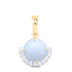 10K Yellow Gold 1/8 CTW-Natural Diamond 8MM-Opal Natural Gemstone Round Pendant 0.93 Gram