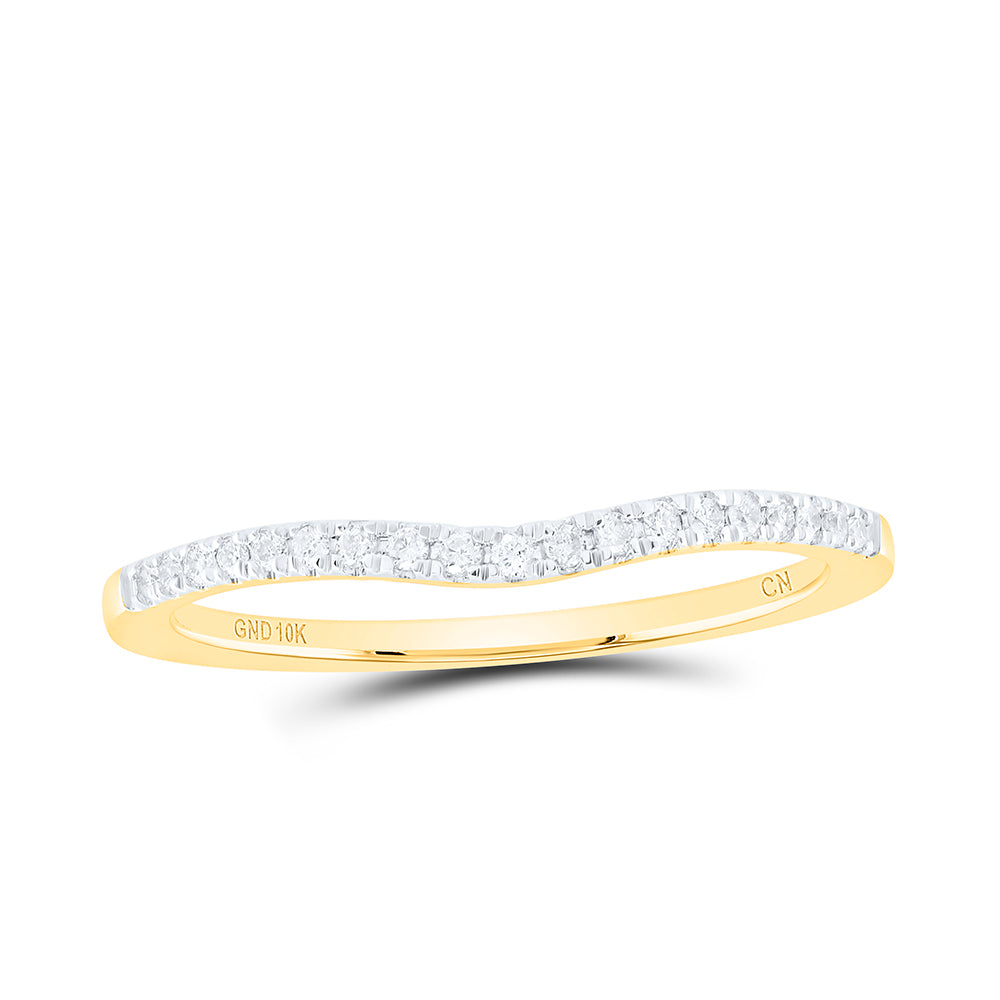 10K Yellow Gold 1/10 CTW-Natural Diamond Fashion Curve Band 1.30 Gram