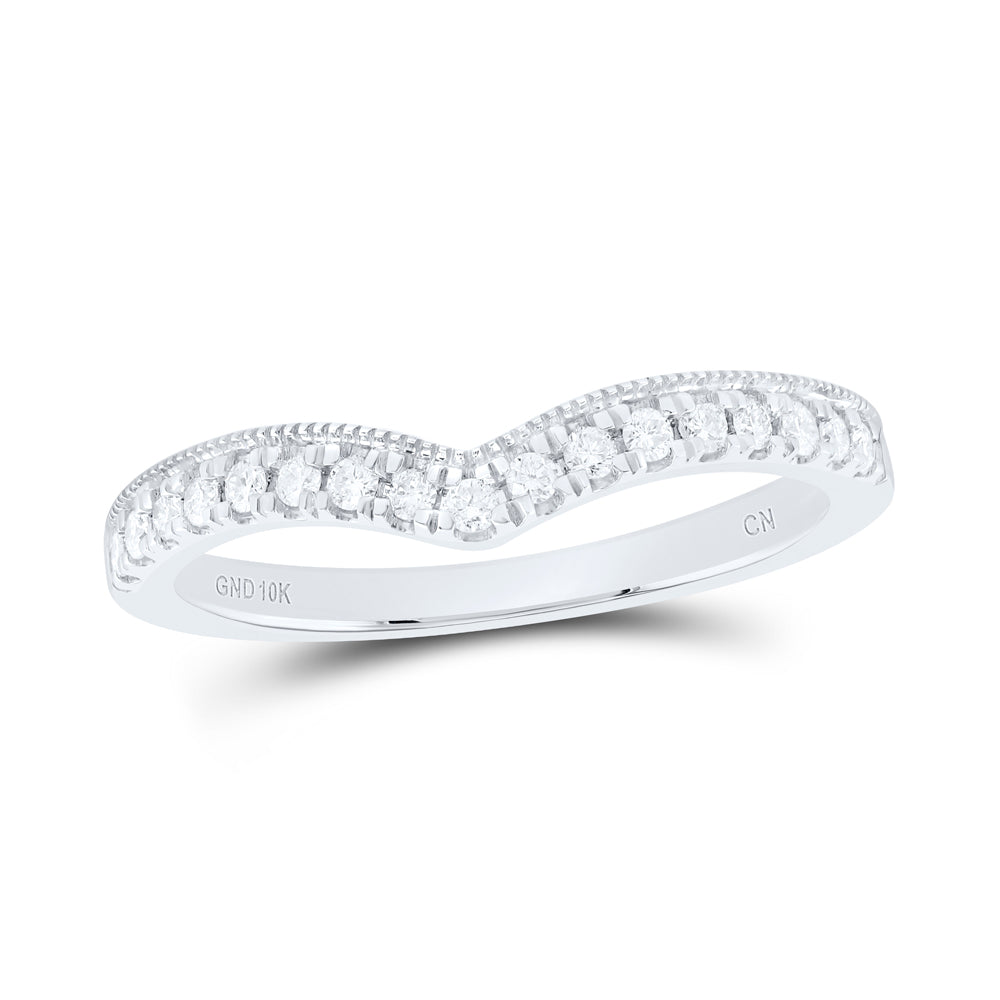 10K White Gold 1/5 CTW-Natural Diamond Fashion Curve Band 2.26 Gram