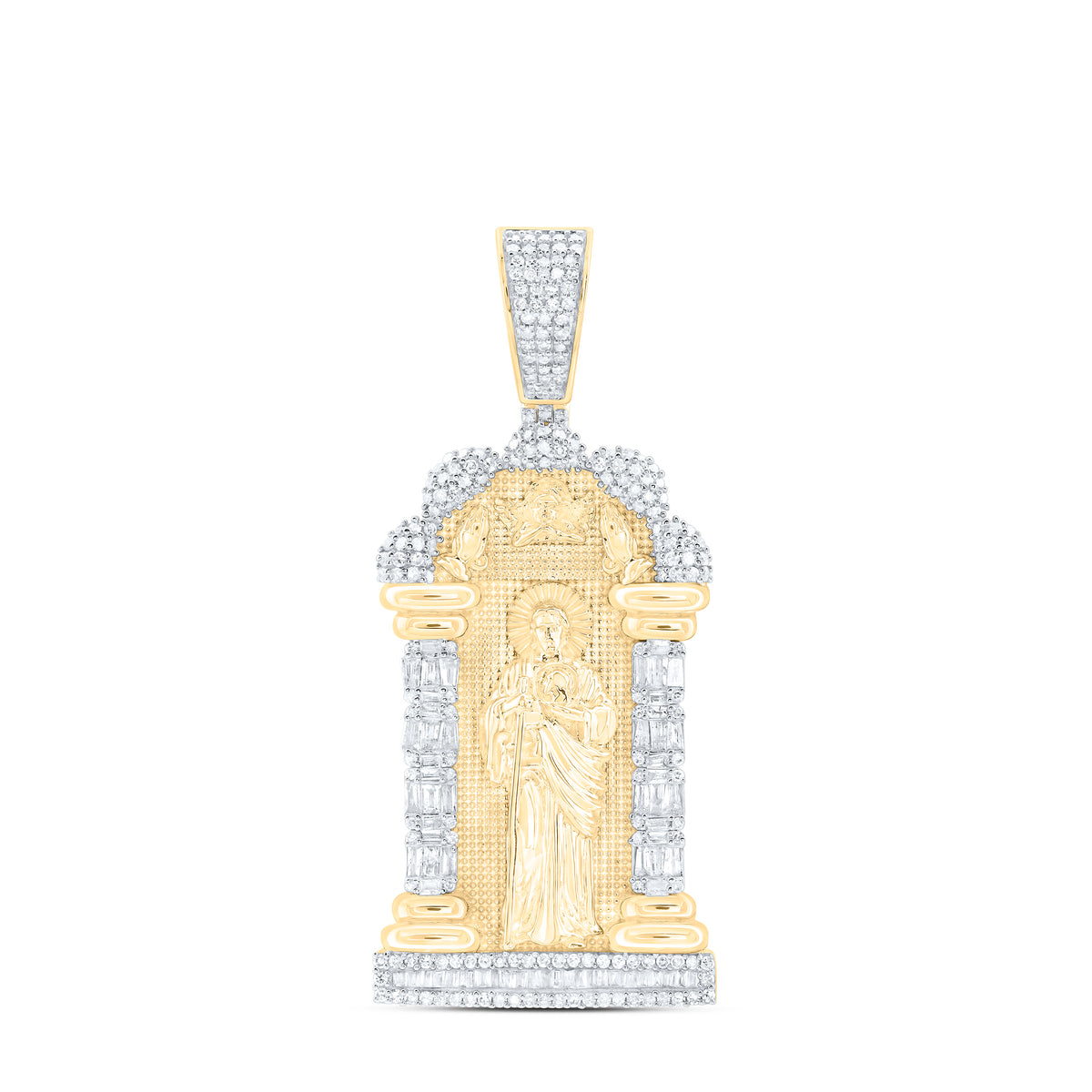 10K Yellow Gold 1 1/3 CTW-Natural Diamond St.Jude Mens Charm 13.478 Gram