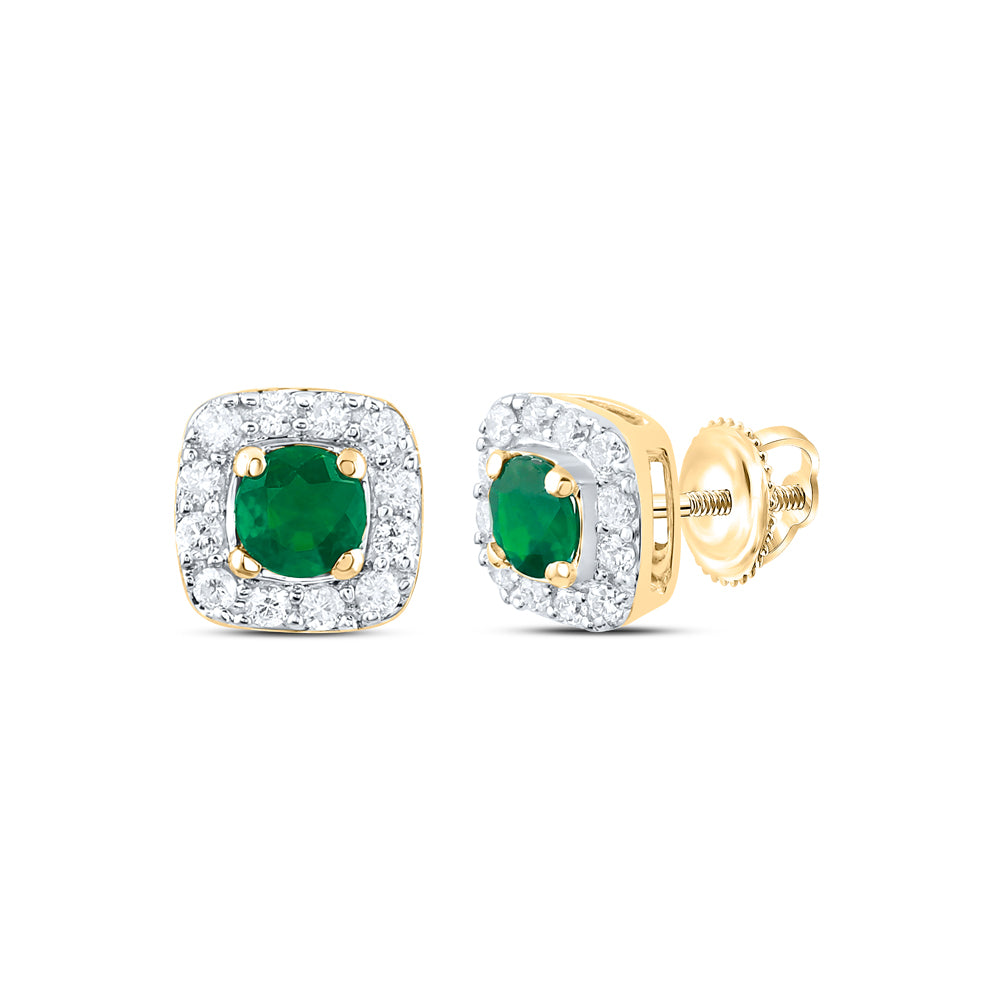 1/8CTW-DIA CN 3MM RD-EM NAT GEM STUD EARRING