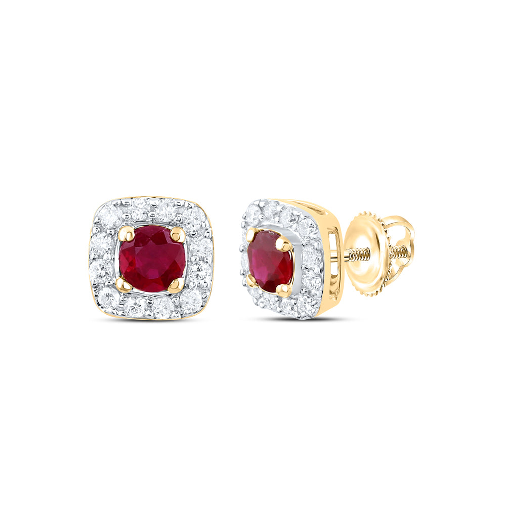 14K Yellow Gold 1/8 CTW-Natural Diamond 3MM Rd-Ru Natural Gemstone Stud Earring 0.83 Gram