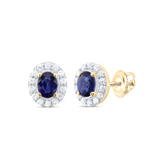 1/8CTW-DIA CN 4X3MM OV-BS NAT GEM STUD EARRING