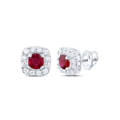 1/8CTW-DIA CN 3MM RD-RU NAT GEM STUD EARRING