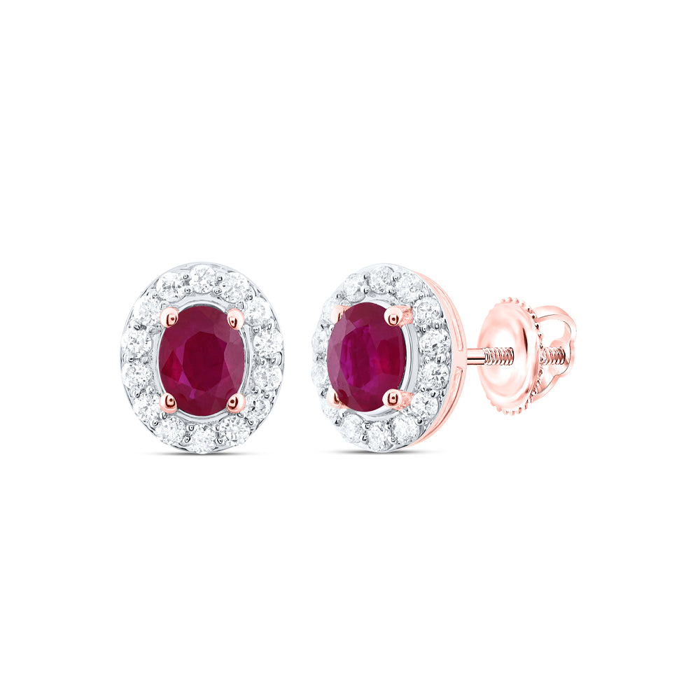 1/8CTW-DIA CN 4X3MM OV-RU NAT GEM STUD EARRING