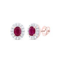 1/8CTW-DIA CN 4X3MM OV-RU NAT GEM STUD EARRING