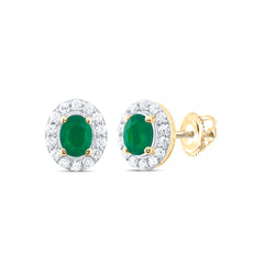 1/8CTW-DIA CN 4X3MM OV-EM NAT GEM STUD EARRING