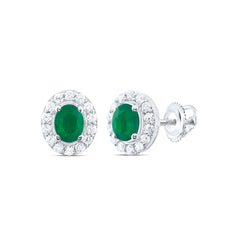 1/8CTW-DIA CN 4X3MM OV-EM NAT GEM STUD EARRING