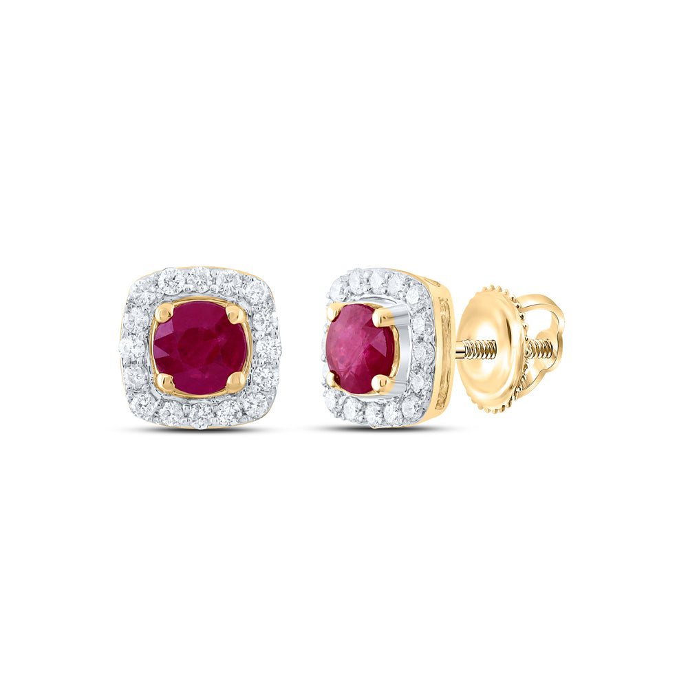 1/5CTW-DIA CN 4MM RD-RU NAT GEM STUD EARRING
