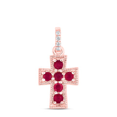 0.012CTW-DIA ANA M 1/8CTW RD-RU NAT GEM CROSS PENDANT