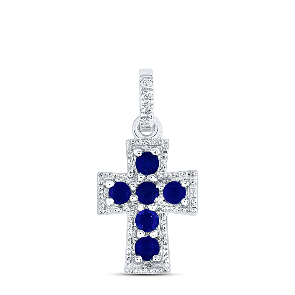 0.012CTW-DIA ANA M 1/6CTW RD-BS NAT GEM CROSS PENDANT