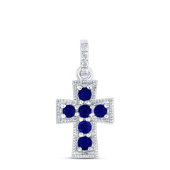 0.012CTW-DIA ANA M 1/6CTW RD-BS NAT GEM CROSS PENDANT