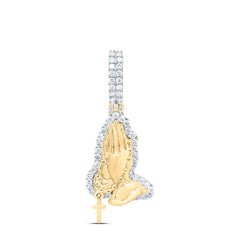 1CTW-DIA NK PRAYING HAND CROSS MENS CHARM