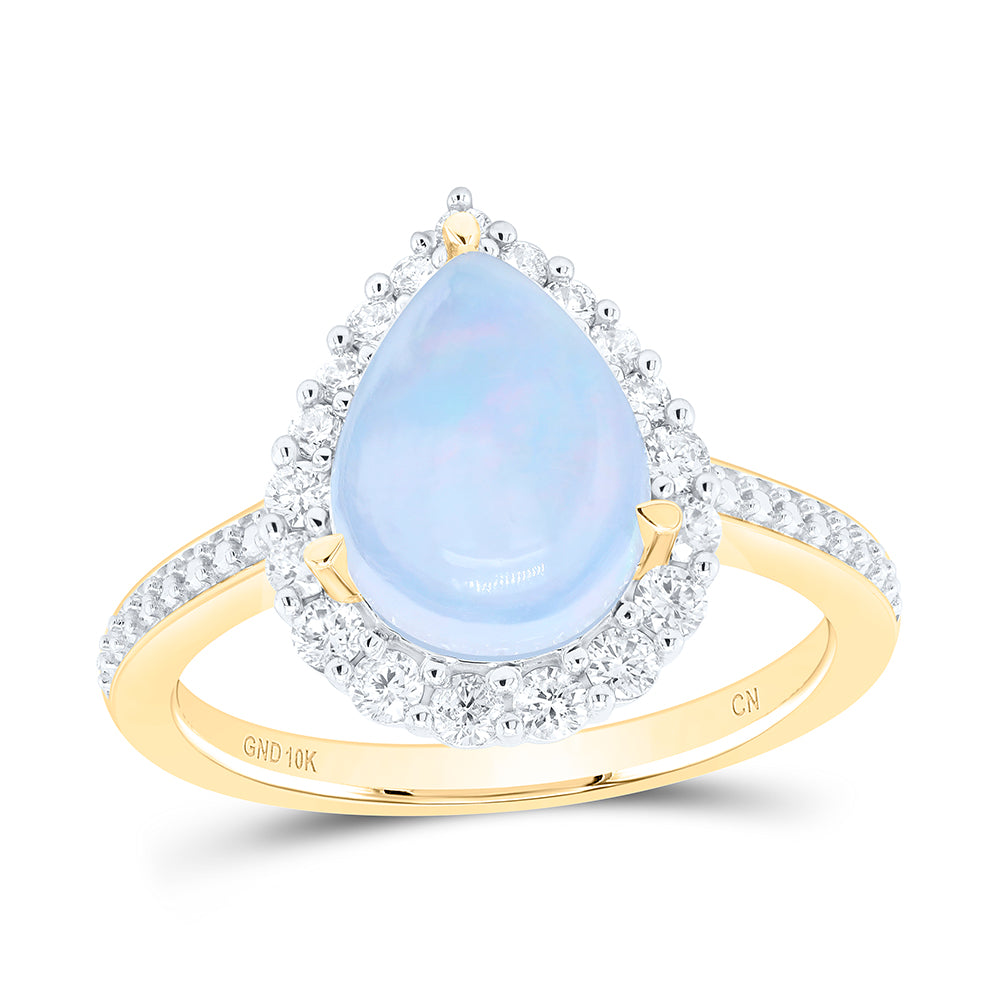 3/8CTW-DIA CN 11X7.5MM PS-OPAL NAT GEM PEAR RING